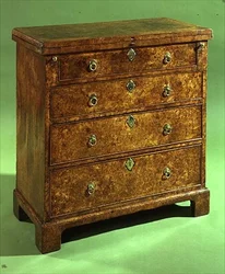 Ungkars kiste, ca. 1715 (burr valnøtt)